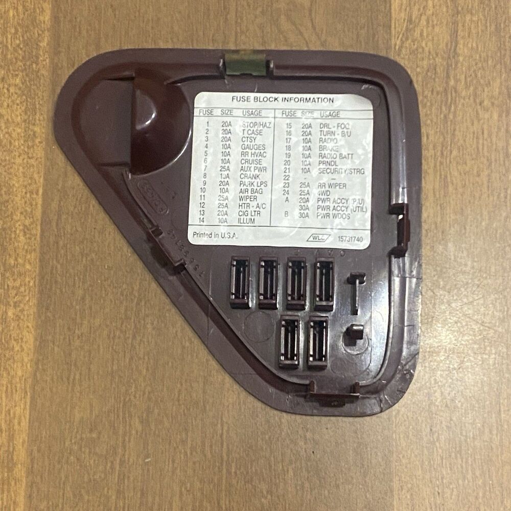 95-99 Chevy Fuse Box Cover OEM Tahoe silverado truck SUV Interior 15698142